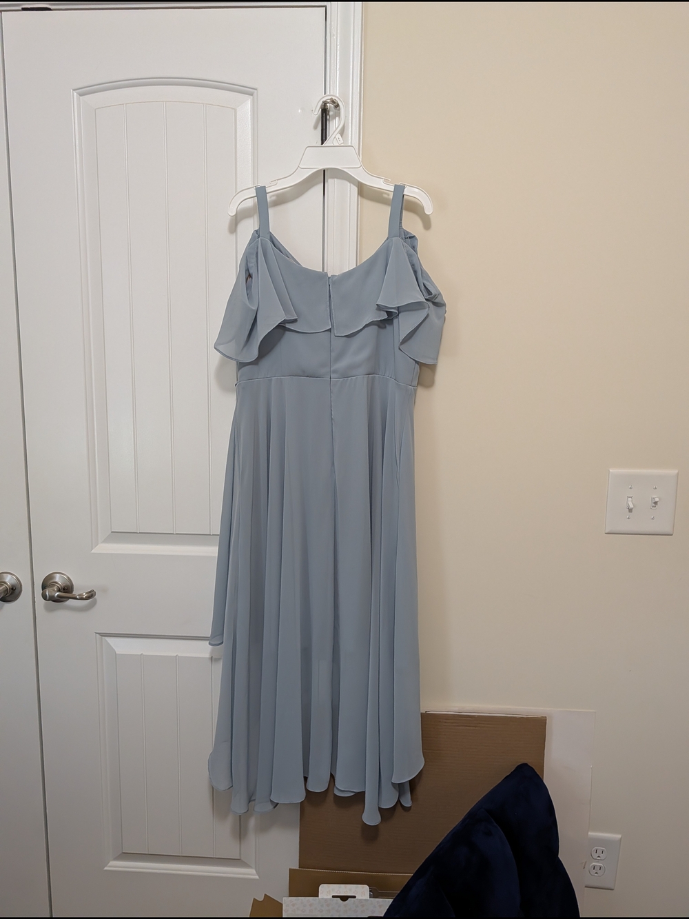 Soft Blue Ruffle High-Low Spaghetti Strap Dress - Picture 2 of 6